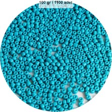 Turquaz Mavi Renk 4 mm Yaklaşık 1100 Adet / 100 Gram Cam Boncuk Oya Yazma Bileklik ve Kolye