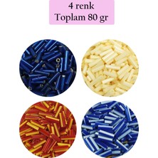 Uzun Boru Kesme Boncuk Çap 2mm Uzunluk 10 mm - 4 Renk - Toplam 80 Gram - BNC428
