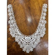 Gönülden Tasarım Beyaz Nakış Işleme Güpür Yaka Dikiş Aplike 31X25 cm