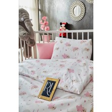 %100 Organik Pamuk Yıldızlı Pembe Bebek Nevresim Takımı Çarşaflı