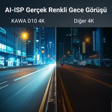 Kawa D10 Çift Kameralı 4K+1080P Sony Starvıs Sensörlü Yapay Zeka Destekli Wi-Fi ve Gps'li Araç Kamerası