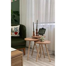 3'lü Zigon Sehpa Seti | Saksılık ve Çiçeklik Standı, Dekoratif Yan Sehpa Ahşap Ayaklı (33 cm Çap )