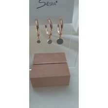Shesra Çelik Mavi Zirkon Taşlı Küpe 3'lü