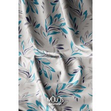 Mavi Çiçek Desenli Dijital Baskılı Kumaş Süetimsi Doku En 155CM Kms-94