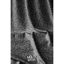 Gri Flora Serisi 2 Desenli Dijital Baskılı Kumaş Süetimsi Doku En 155CM KMS-127
