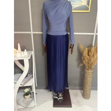 Eteği Volanlı Pileli Uzun Saten Etek