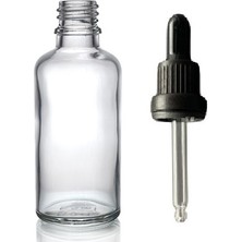 Zylan Ambalaj 50  ml Şeffaf Cam Da mlalıklı, 24 Adet, Siyah Kapak