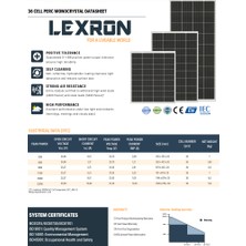Lexron 220 Watt Perc Monokristal Güneş Paneli