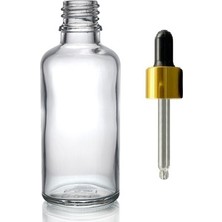 Zylan Ambalaj 50  ml Şeffaf Cam Da mlalıklı, 12 Adet, Sarı Kapak Siyah Emzik