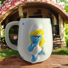Bonita Bon Luxe 3D Kabartma El Emeği Göz Nuru  Seramik KUPA BARDAK 400 ml
