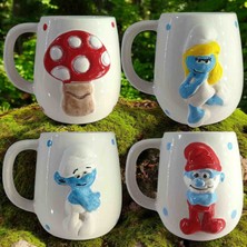 Bonita Bon Luxe 3D Kabartma El Emeği Göz Nuru  Seramik KUPA BARDAK 400 ml