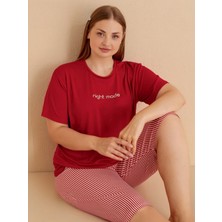 Mihra Yumuşak Dokulu Milan Kumaş Büyük Beden Kapri Pijama Takımı