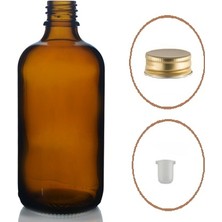 Zylan Ambalaj 50  ml Kahverengi Cam Şişe, Sarı Metal Düz Kapaklı, 24 Adet, Cam Şişe,  Kozmetik Şişesi