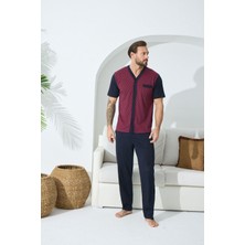 Kly V Yaka Boydan Düğmeli Pijama Takım