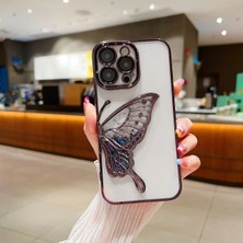 Covpor Apple iPhone 15 Pro Max Uyumlu Kılıf Tek Kanat Kelebek Silikon Case Siyah