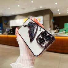Covpor Apple iPhone 15 Pro Max Uyumlu Kılıf Tek Kanat Kelebek Silikon Case Siyah