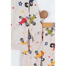 Uçak Baskılı Erkek Çocuk Uzun Kollu Pijama Takımı