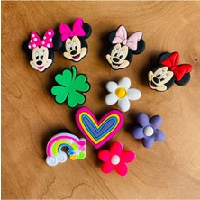 Birikiyedi Jibbitz Terlik Süsü 10 Lu Set Tminnie Mouse,çiçek,kalp