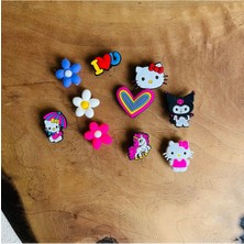 Birikiyedi Jibbitz Terlik Süsü 10 Lu Set Hello Kitty ,çiçek,kalp,ı Love You