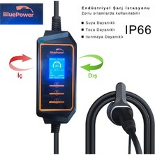 BluePower 32A 3 Fazlı, 22KW Wifi -App Özellikli  Elektrikli Araç Şarj İstasyonu  Cihazı,  5 Metre kablolu Tip 2 , CEE Fişli, Ayarlanabilir Akımlı (7,4kW -11kW - 22kW Tüm araçlara uyumludur)