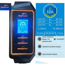 BluePower 32A 3 Fazlı, 22KW Wifi -App Özellikli  Elektrikli Araç Şarj İstasyonu  Cihazı,  5 Metre kablolu Tip 2 , CEE Fişli, Ayarlanabilir Akımlı (7,4kW -11kW - 22kW Tüm araçlara uyumludur)