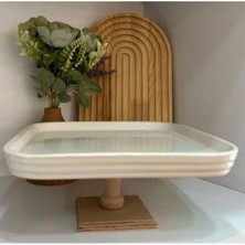 Öz Seramik Ahşap Ayaklı Kare Sunumluk