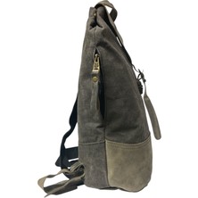 Old Cotton Cargo Old Cotton Vintage Kanvas Deri Su Geçirmez Design Unisex Günlük Gezi Okul Seyahat Kamp Sırt Çantası 24X40CM