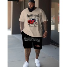 Amor Man Büyük Beden Özel Tasarım Cosmıc Speed Baskılı Yaz Rüzgarı Battal Erkek T-Shirt Şort Takımı