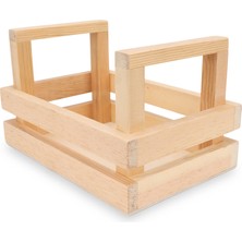 Limon Dekor Masif Ahşap Sandık, Tutma Saplı Servis Kasası Cafe Masaüstü Organizer / Wooden Bo x  With Handle