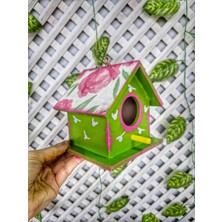 Nsn Ahşap Dünyası 2 Adet Ahşap Kuş Evi, Ağaçlar İçin Kuş Yuvası, Pembe Yesil Bahçe Süsü