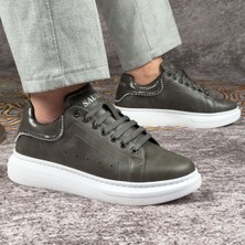 Gri Renk Beyaz Tabanlı Fermuar Detaylı Spor Ayakkabı Günlük Sneaker Ortopedik Tabanlı Meq3