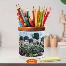 Asilmeydan Baş Kumandan Kemal Atatürk Ahşap Seramik Kalemlik-ata_350