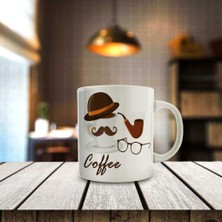 Asilmeydan Pipo ve Şapkalı Coffee Yazı Baskılı Hediyelik Kupa Bardak-55510