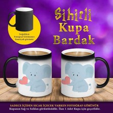 Asilmeydan Pembe Kalpli Sevimli Fil Sihirli Hediyelik Kupa Bardak-110
