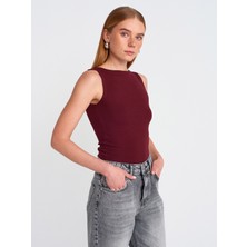 Dilvin 20868 Kayık Yaka Kolsuz Top-Mint