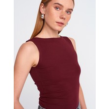 Dilvin 20868 Kayık Yaka Kolsuz Top-Mint