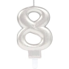 8 Rakam Mum Gümüş Renk