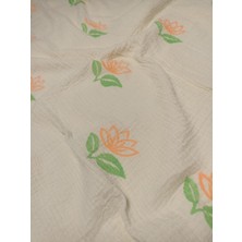 Carleen Baby Home Lotus Desen Kök Boya Ahşap El Baskısı 4 Kat Müslin Battaniye
