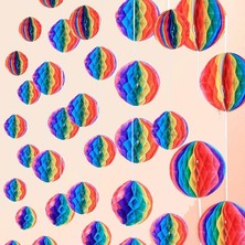 ENG Nessiworld Gökkuşağı Renkli 30  cm  Rengarenk Kağıt Süs Fener 1 Adet