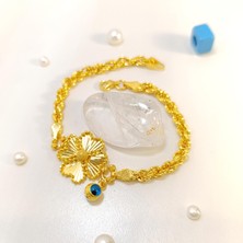 Altın Ofisi Yonca Bileklik Künye 14 Ayar Altın