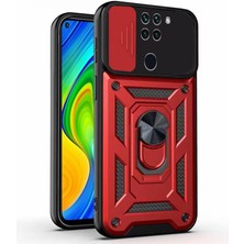Piyasa Sepeti Kızaklı Tank Kılıf Xiaomi Redmi Note 9  Kırmızı