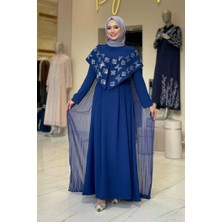 Pelerin Detaylı Elbise 3940 Lacivert