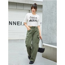 Woodroffe Kadın / Kız Crop Oversize Fabulous Baskılı Kısa
