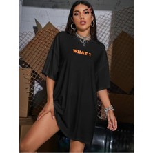 Woodroffe Kadın / Kız ? Baskılı Siyah Oversize T-Shirt Salaş Boyfirend
