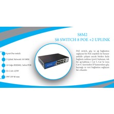 Teknomarj Smartai S8 Kolay Kurulum Switch 8 Port Poe +2 Uplink 10/100MBPS