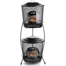 Nnstartshopping  Metal Tel Örgü 2 Katlı Patates Soğan Kabı Siyah ROYALEKS-M-0113