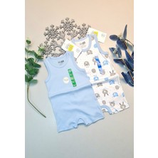 Nnstartshopping  Erkek Bebek Mavi  Hello Baby Yazlık Kolsuz Çıtçtıtlı Body Tulum 2 Adet