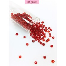 Nnstartshopping  Dökme Cam Kum Boncuk Büyük Boy (6/0) 4 mm - 20 Gram - Şeffaf Kırmızı - BNC079
