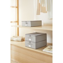 Ocean Home Textile 3'lü Küçük Boy Gri Balıksırtı Destekli Hurç Set 31 x 38 x 12  cm