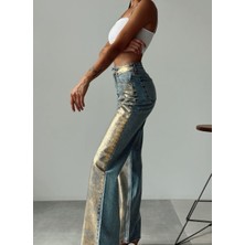 Varaklı Palazzo Kot Pantolon Jeans